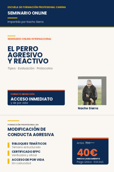 Seminario online: Modificación de conducta en el perro agresivo reactivo