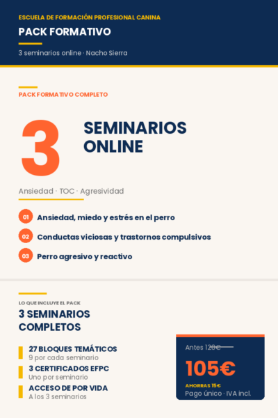 Pack 3 seminarios online de modificación de conducta canina